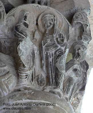 Representación de la Anunciación en el claustro del Monasterio de Sant Pere de Galligans