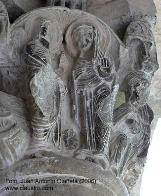 Representacin de la Anunciacin en el claustro del Monasterio de Sant Pere de Galligans